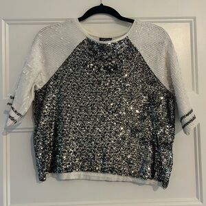 Topshop Black and White Sequin Raglan Sweatshirt